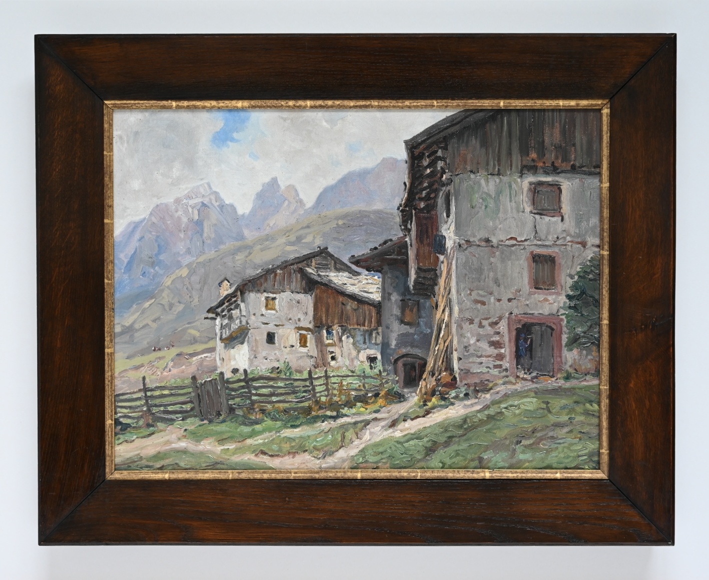 Gebirgslandschaften Georg Hacker (1863 - 1945) » Öl-Gemälde Impressionismus Bauernhof Alpen Landschaft