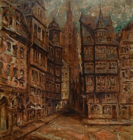 Carl Beck (Maler des frühen 20. Jahrhundert) » Öl-Gemälde Impressionismus Jugendstil Stadtansicht Frankfurt am Main Altstadt Römer