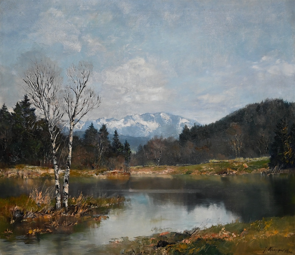 Josef Burger (1887 - 1966) » Öl-Gemälde Impressionismus Alpen Landschaft Münchner Malerschule Benediktenwand süddeutsche Malerei