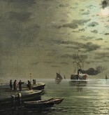 Max von Othegraven (1860 - 1924) » Öl-Gemälde Spät-Romantik Marinemalerei Mond Mondschein Mondnacht Nacht Meer Küstenlandschaft Seestück