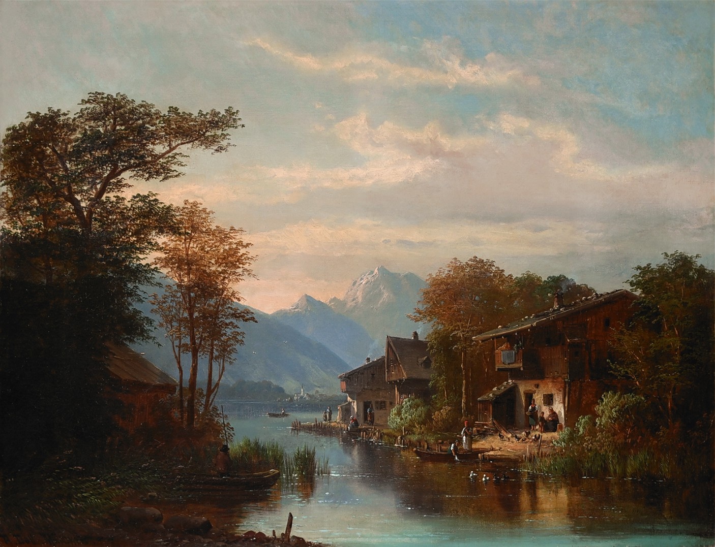 Anton Doll (1826 - 1887) » Öl-Gemälde Spätromantik Biedermeier Landschaft Österreich Schweiz Alpen See süddeutsche Landschaftsmalerei  - Künstler der Münchner Schule