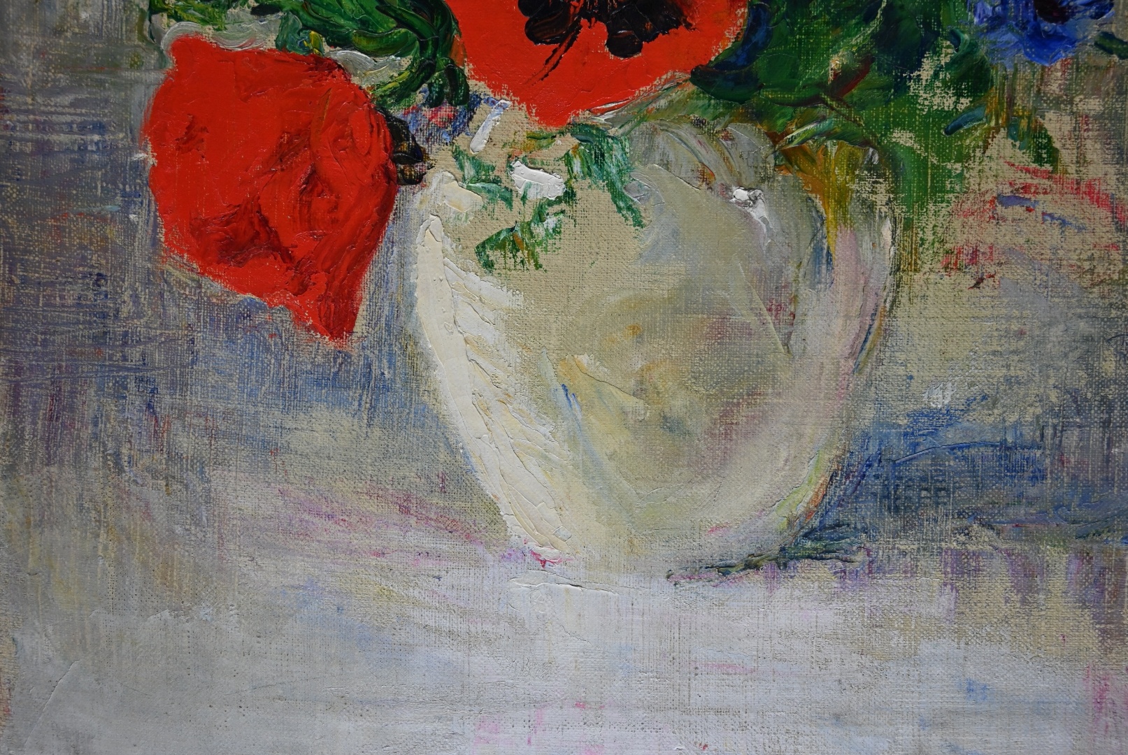 Maler um 1900  » Öl-Gemälde Impressionismus Blumenstillleben Mohn Mohnblumen Kornblumen Blumen Stillleben Berliner Sezession