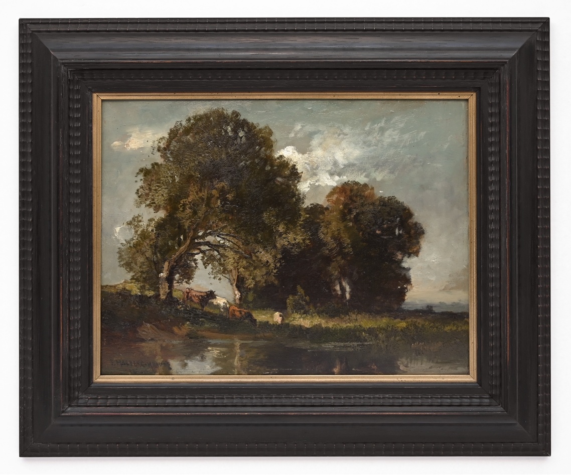 Fritz Halberg-Krauss (1874 - 1951) » Öl-Gemälde Landschaftsgemälde Impressionismus Landschaft Kühe Münchner Malerschule süddeutsche Malerei