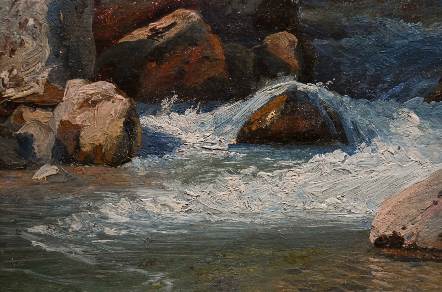 Gebirgslandschaften Julius Lange (1817 - 1878) » Öl-Gemälde Romantik Biedermaier Realismus Wildbach Gebirge Landschaft