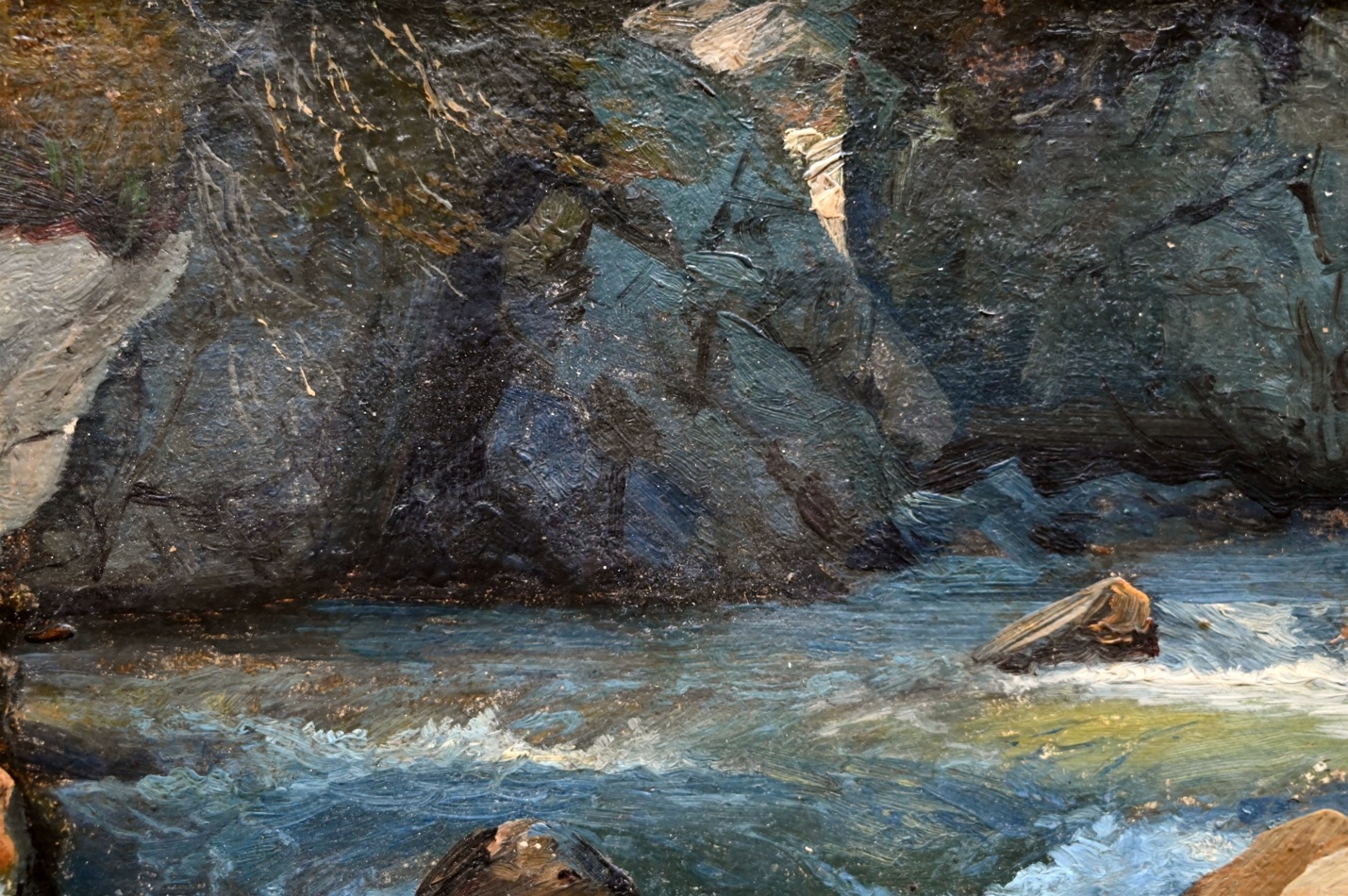 Gebirgslandschaften Julius Lange (1817 - 1878) » Öl-Gemälde Romantik Biedermaier Realismus Wildbach Gebirge Landschaft