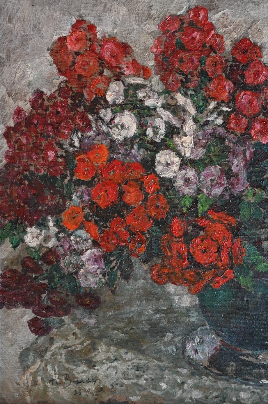 Die schönsten Blumenstillleben August von Brandis  (1859 - 1947) » Öl-Gemälde Impressionismus Blumenstillleben Bartnelken Blumen Stillleben