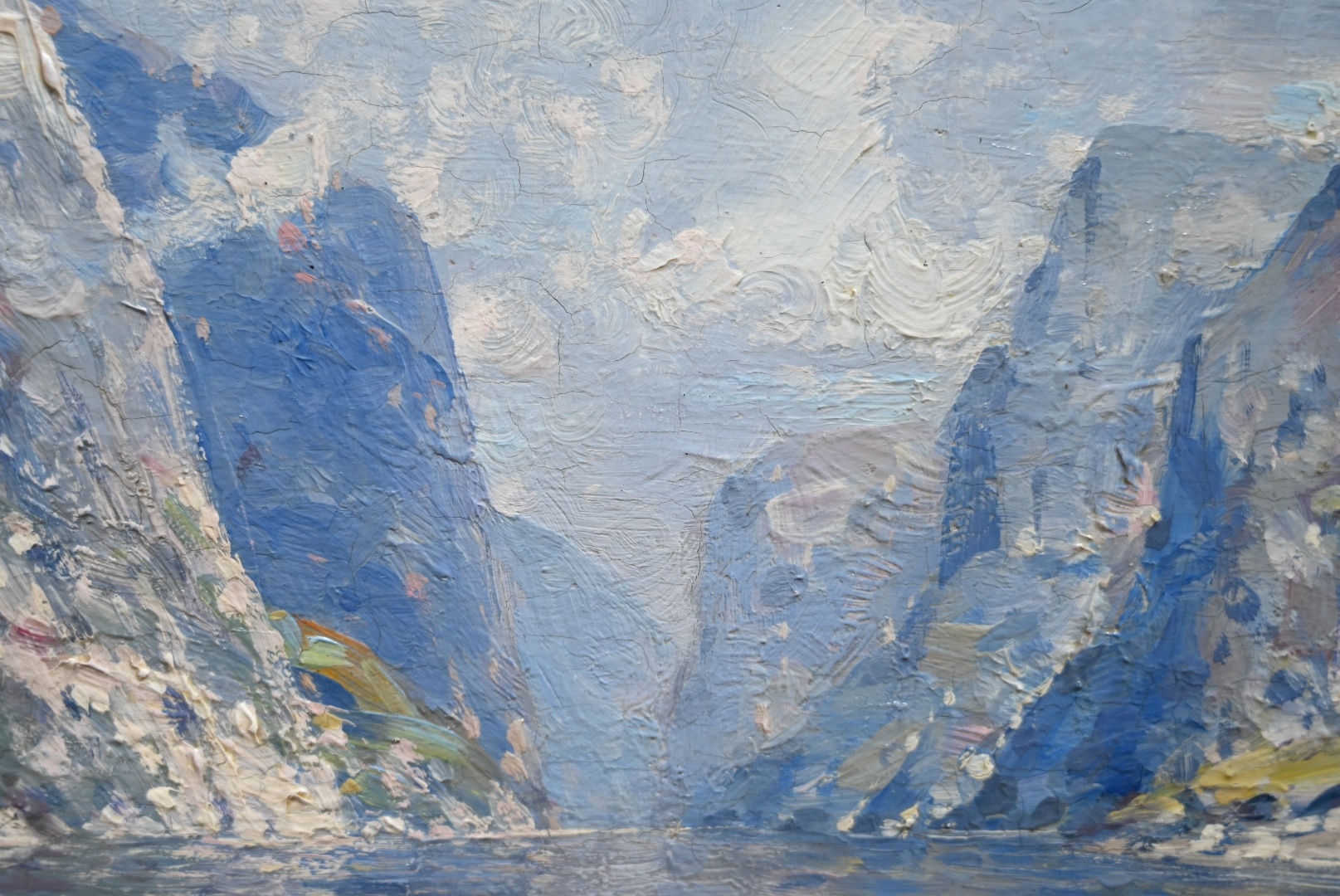 Johann Jungblut (1860 - 1912) » Öl-Gemälde Impressionismus Fjordlandschaft Fjord Landschaft Meer Norwegen Düsseldorfer Malerschule