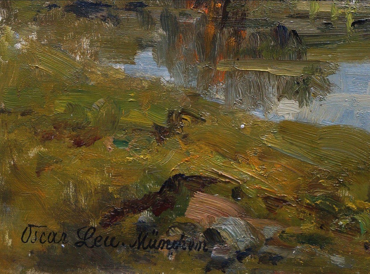 Oscar Leu (1864 - 1942)  » Öl-Gemälde Impressionismus Landschaft Münchner Malerschule süddeutsche Malerei Landschaft süddeutsche Malerei