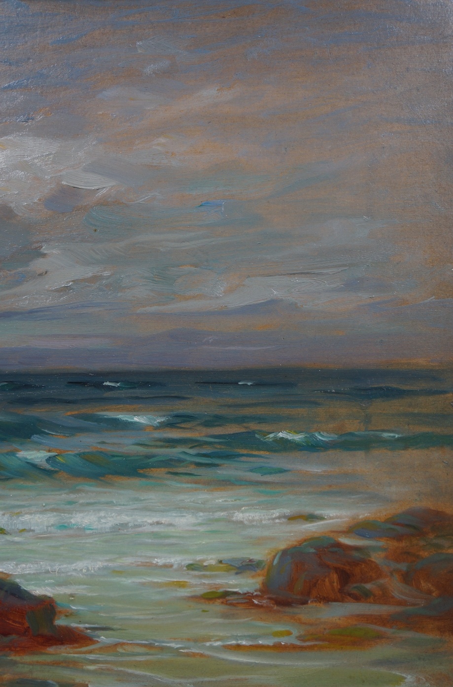 Nikolaus Davis (1883 - 1967) » Öl-Gemälde Meer Meerblick Brandung Küstenlandschaft Münchner Malerschule