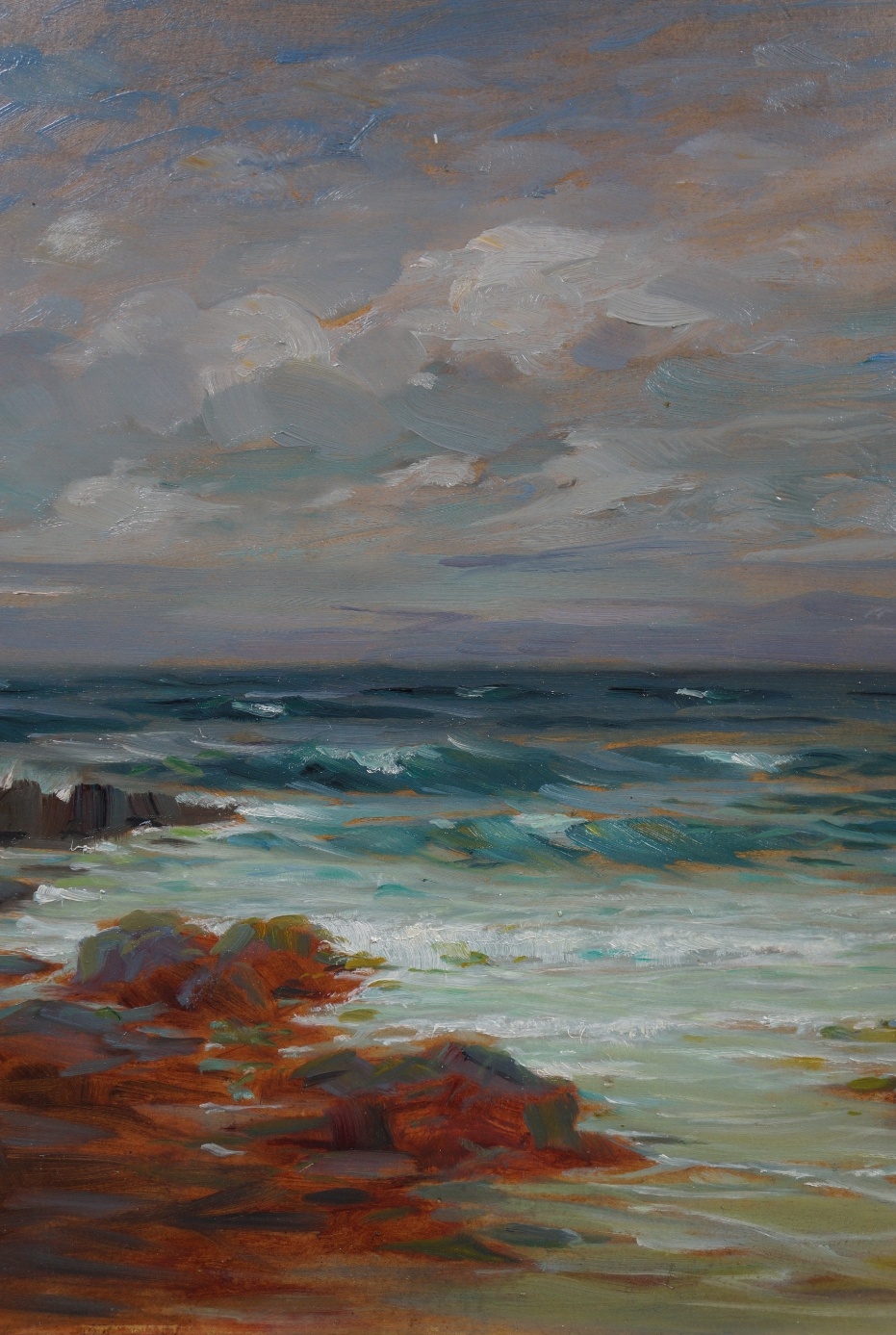 Nikolaus Davis (1883 - 1967) » Öl-Gemälde Meer Meerblick Brandung Küstenlandschaft Münchner Malerschule