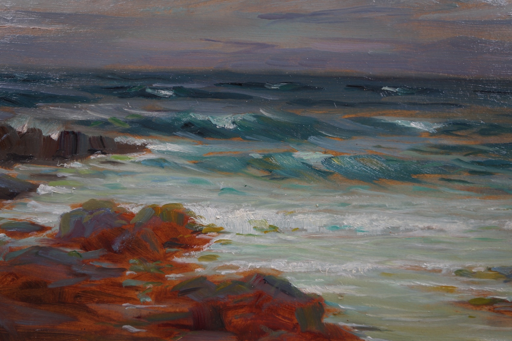Nikolaus Davis (1883 - 1967) » Öl-Gemälde Meer Meerblick Brandung Küstenlandschaft Münchner Malerschule