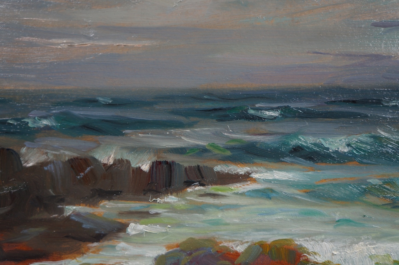 Nikolaus Davis (1883 - 1967) » Öl-Gemälde Meer Meerblick Brandung Küstenlandschaft Münchner Malerschule