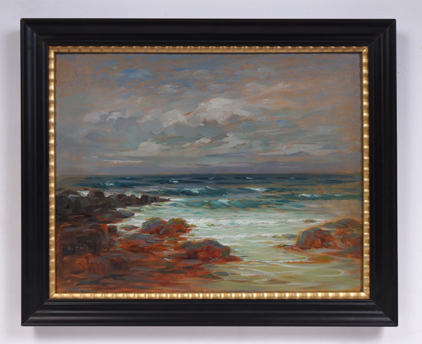 Nikolaus Davis (1883 - 1967) » Öl-Gemälde Meer Meerblick Brandung Küstenlandschaft Münchner Malerschule