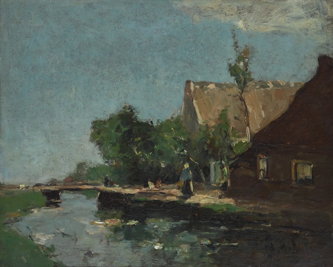 Fredericus Jacobus van Rossum du Chattel (1856 - 1917)  » Öl-Gemälde Impressionismus holländische Landschaft  Polderlandschaft Haager Schule niederländische Malerei