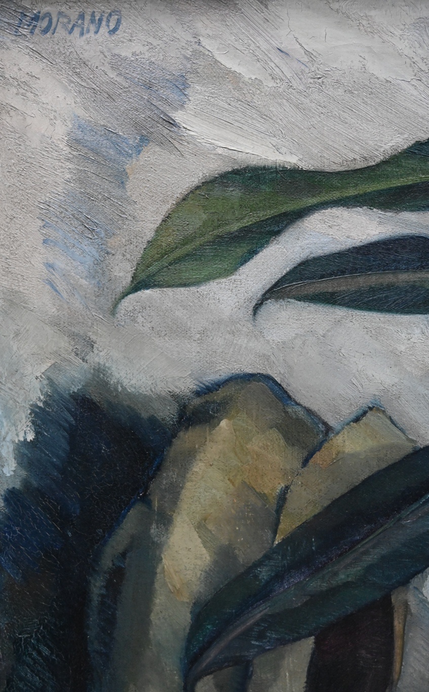 Wilhelm Morano (*1885) » Öl-Gemälde Stillleben Gummibaum Neue Sachlichkeit