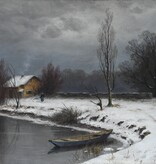 August Splitgerber (1844 - 1918) » Öl-Gemälde Winter Landschaft Winterlandschaft Schnee Schneelandschaft Münchner Malerschule Süddeutsche Malerei