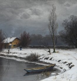 August Splitgerber (1844 - 1918) » Öl-Gemälde Winter Landschaft Winterlandschaft Schnee Schneelandschaft Münchner Malerschule Süddeutsche Malerei