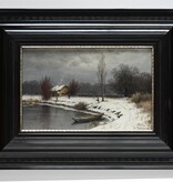 August Splitgerber (1844 - 1918) » Öl-Gemälde Winter Landschaft Winterlandschaft Schnee Schneelandschaft Münchner Malerschule Süddeutsche Malerei
