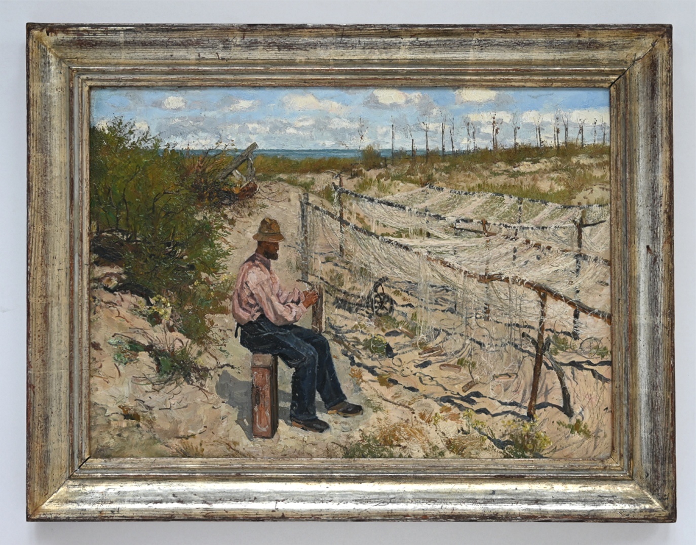 Adolf Fischer-Gurig (1860 - 1918) » Öl-Gemälde Impressionismus Meer Nordsee Küste Netzflicker Strand Dünen norddeutsche Malerei - Sächsischer Maler Maler