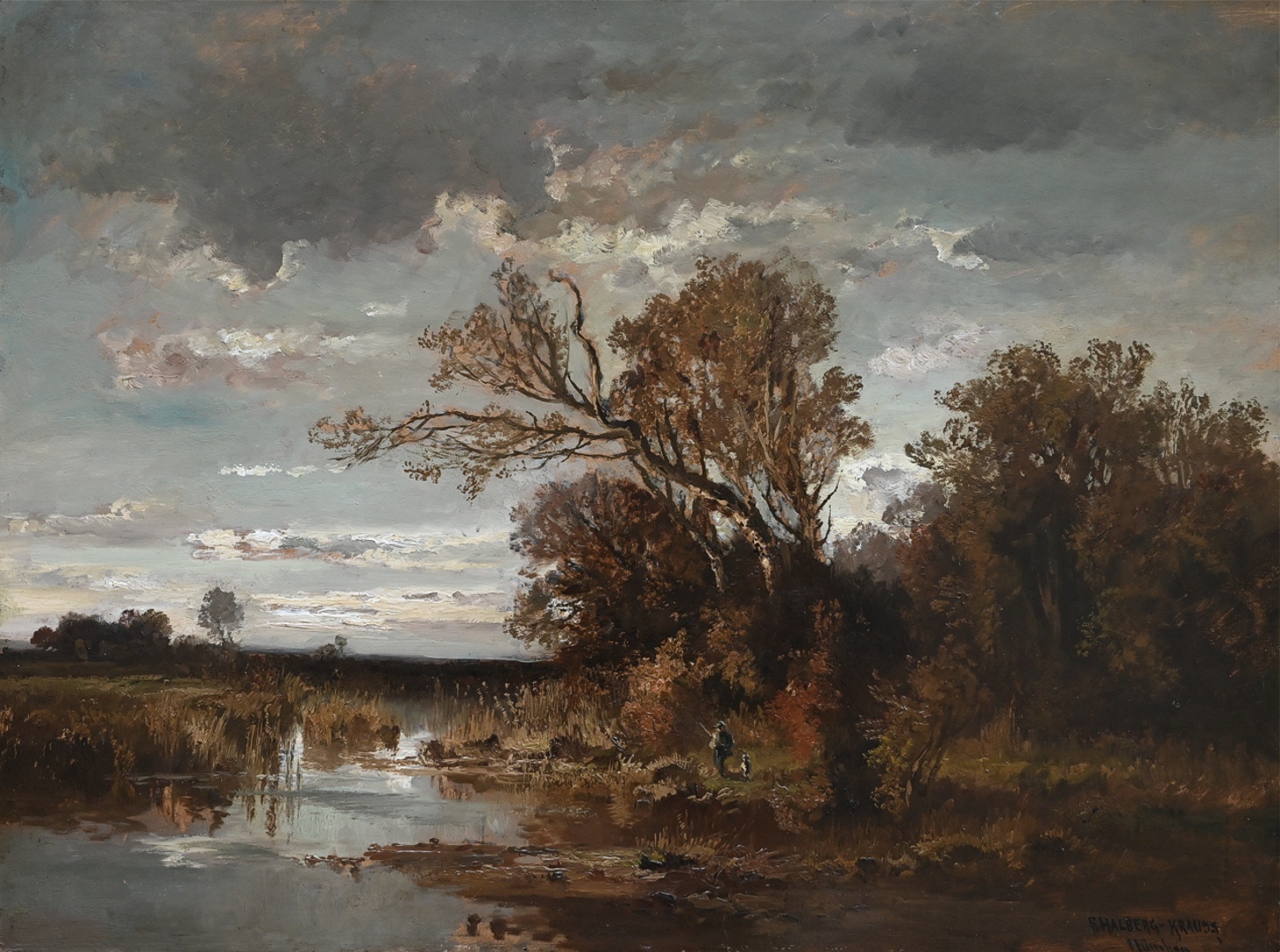 Fritz Halberg-Krauss (1874 - 1951) » Öl-Gemälde Impressionismus Landschaft Jäger Jagd Münchner Malerschule