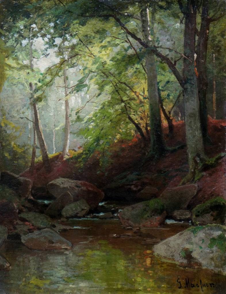 Gustav Meissner (1830 - 1910) » Öl-Gemälde Realismus Waldlandschaft Wald Waldinneres Landschaft Berliner Maler