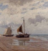 Leopold Schönchen (1855 - 1935) » Öl-Gemälde Impressionismus Meer Küstenlandschaft Fischerboote Nordseeküste