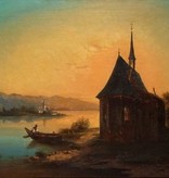 Maler des 19. Jahrhundert » Öl-Gemälde Romantik Chiemsee Landschaft Fraueninsel Münchner Malerschule süddeutsche Malerei