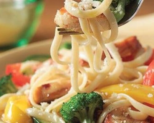 Pasta Primavera met biefstukreepjes en groenten Pasta Primavera met biefstukreepjes en groenten