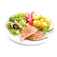 Kipfilet ham & kaas, aardappels en groenten