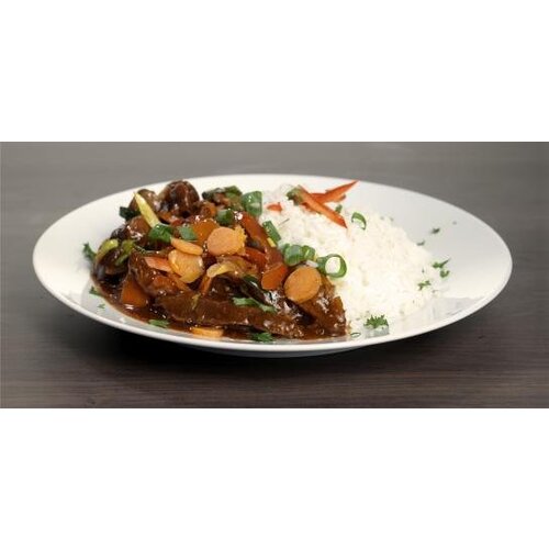 Babi ketjap met groenten en basmatirijst