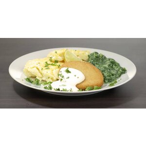 Visburger, gratin & spinazie a la creme