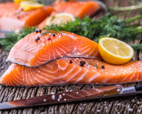 Zalmfilet in botersaus, snijboontjes en aardappelpuree (luxe)