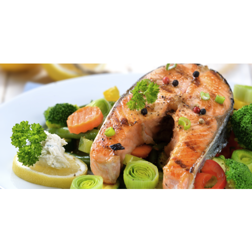 Romige spaghetti met zalm en groente