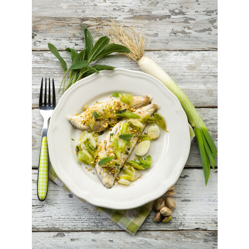 Tongschar met bospeentjes & aardappels