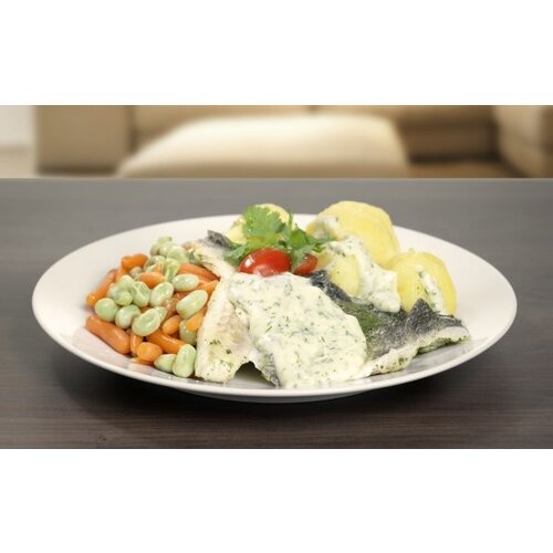 Zeebaars, aardappelen en groente