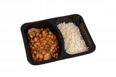 HALAL Kip met bot, bruine bonen en witte rijst