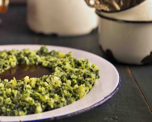 Speklapje in jus met stamppot boerenkool-lactose-/glutenvrij