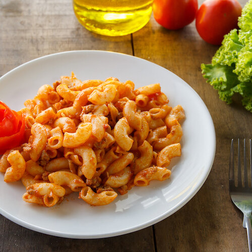 Macaroni bolognese met rundergehakt-natriumarm