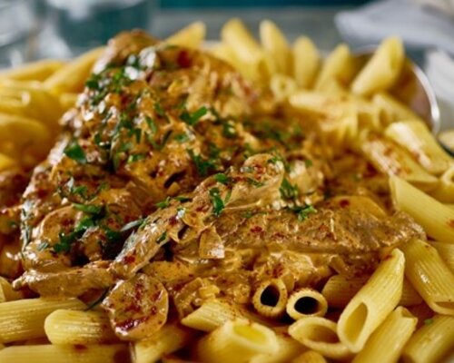 Penne kip stroganoff-natriumarm