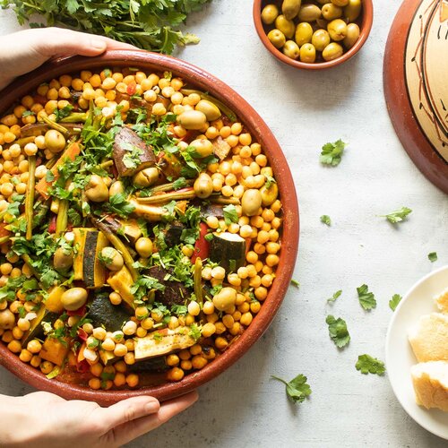 Vegetarische tajine cashew couscous groente VEGETARISCH