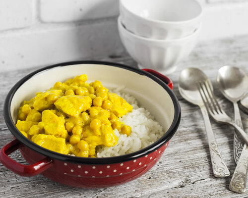 Groente risotto met vegetarische kip kerrie (vegetarisch)