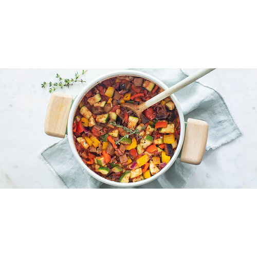 Hamlapje met ratatouille & aardappels