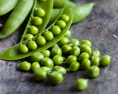 Vegetarische stroganoff, doperwten en aardappelpuree-warm