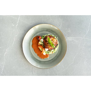 Gevulde portobello met groenterisotto (V)