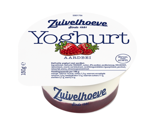 Aardbeien onderlegde yoghurt