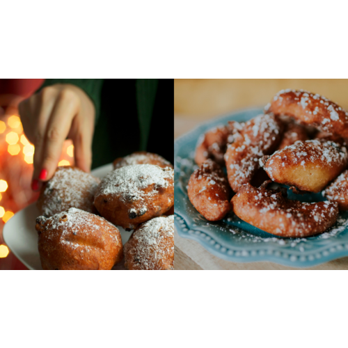Oliebol met rozijnen & appelbeignet Oliebol met rozijnen & appelbeignet