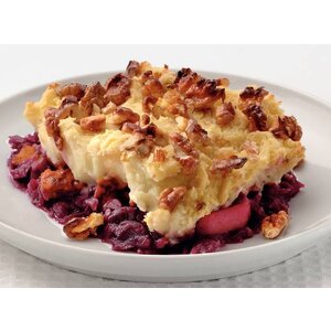 Wintergratin met hachee, r. kool met appel & kaneel