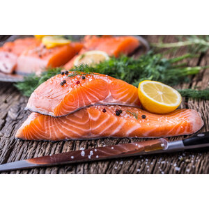 Gepocheerde zalm bonen & prov aardappels
