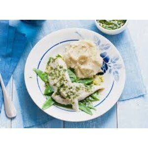 Scholfilet, worteltjes & kruidenpuree