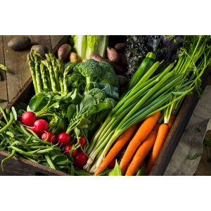 Gehaktbal, zomergroenten & puree